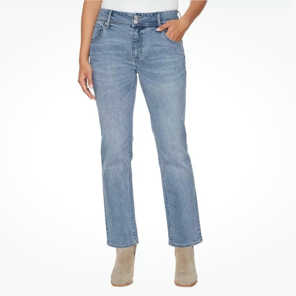 Hudson 12 Straight Women’s Jeans Double Button Stretch Back Flap Pockets 1811754